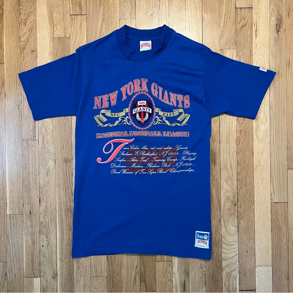 Vintage Nutmeg New York Giants T Shirt Mens Medium Blue